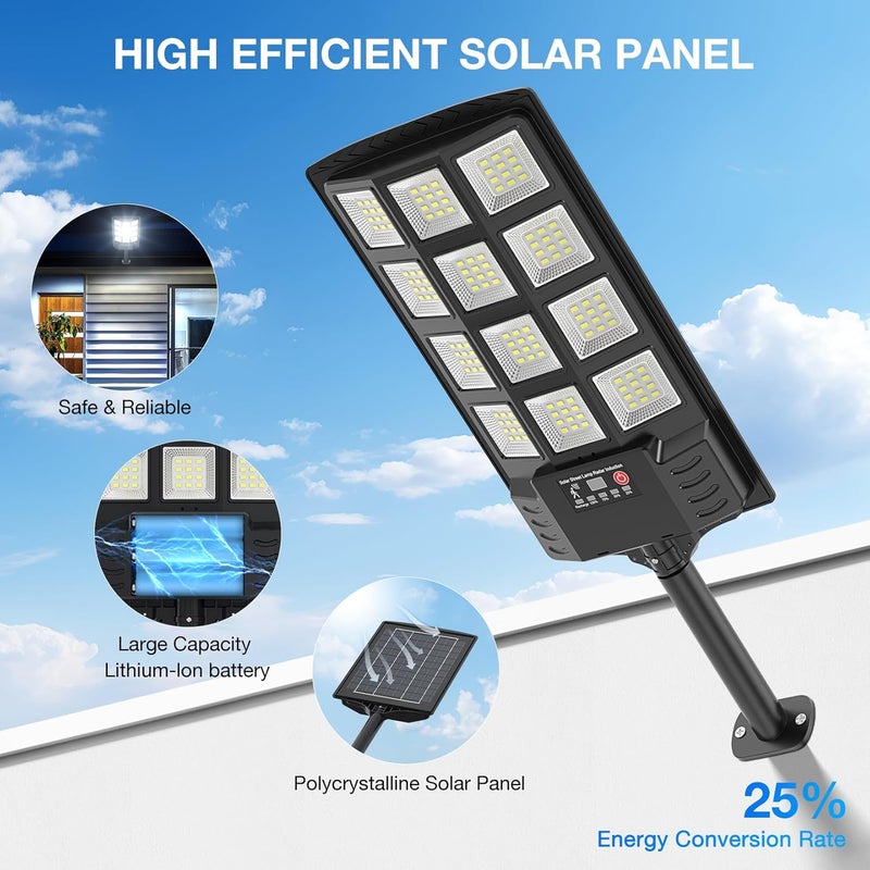 Heisolcool Solar Street Lights Outdoor Waterproof,52000LM 320° Wide Angle Solar Flood Light, LED Parking Light with Motion Sensor and Remote Control, Suitable for Street, Parking lot-4PACK - Image 4